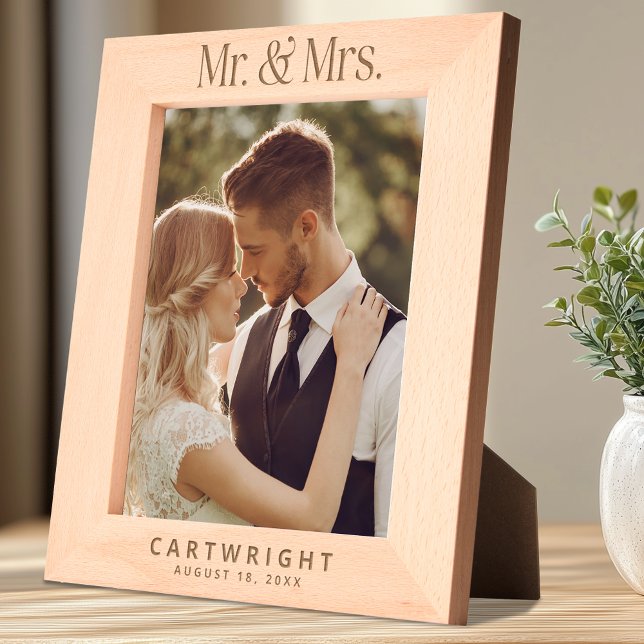 Mr Mrs Personalized Wedding Engraved Frames (Shown on 8" x 10" portrait size)