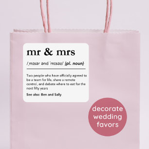 Mr & Mrs Personalized Wedding Favors Modern Gift Sticker
