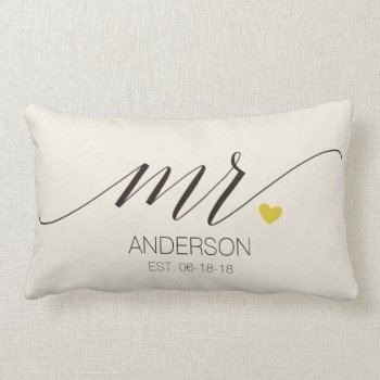 Mr.& Mrs. Personalized Wedding Gift Lumbar Pillow by Precious_Presents at Zazzle