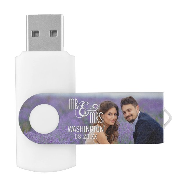 MR & MRS Personalized Wedding Photos, 2 Photos USB Flash Drive (Opened)