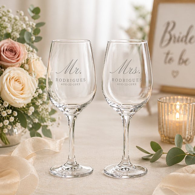 Mr. & Mrs. Personalized Wedding Wine Glass Set (great gift idea)