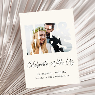 Mr Mrs Photo Cream Wedding Reception Invitation