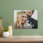 Mr Mrs Photo Wedding Faux Canvas Print<br><div class="desc">Custom wedding faux canvas print to celebrate your special day with "Mr & Mrs" in a large stylish white script overlaying your favorite wedding photo.</div>