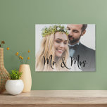 Mr Mrs Photo Wedding Faux Canvas Print<br><div class="desc">Custom faux canvas print to celebrate your wedding with "Mr & Mrs" in a large stylish script overlaying your favorite photo.</div>