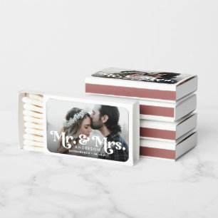 Mr. & Mrs.   Photo Wedding Favor Matchboxes