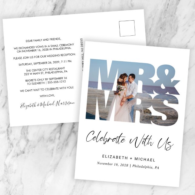 Mr Mrs Photo Wedding Reception Announcement Postcard (Creator Uploaded)