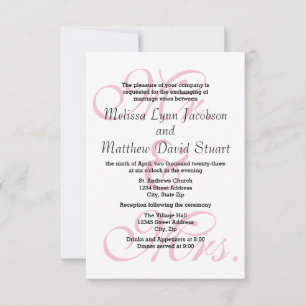 Mr. & Mrs. Pink-3x5 Wedding & Reception Invitation
