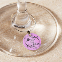 Mr & Mrs Pink Monogram Wine Tag Wine Charm