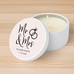 Mr Mrs Pink Wedding Mini Candle Favors