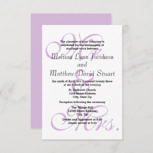 Mr. & Mrs. Purple - 3x5 Wedding & Reception Invite