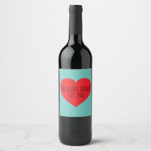 Mr. & Mrs. Red Heart Wine Label