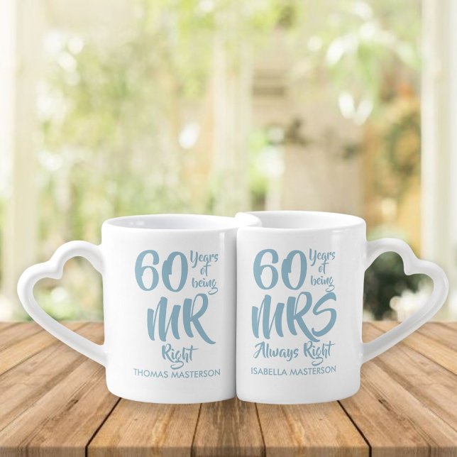 Mr Mrs Right 60th Wedding Anniversary Coffee Mug Set (Creator Uploaded)