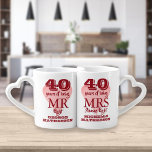 Mr Mrs Right Fun 40th Anniversary Ruby Heart Coffee Mug Set<br><div class="desc">Customise the names and dates to create a fun and unique gift to celebrate a special 40th ruby wedding anniversary. Designed by Thisisnotme©</div>
