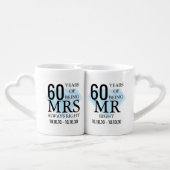 Mr Mrs Right Fun Diamond 60th Anniversary Coffee Mug Set (Back Nesting)