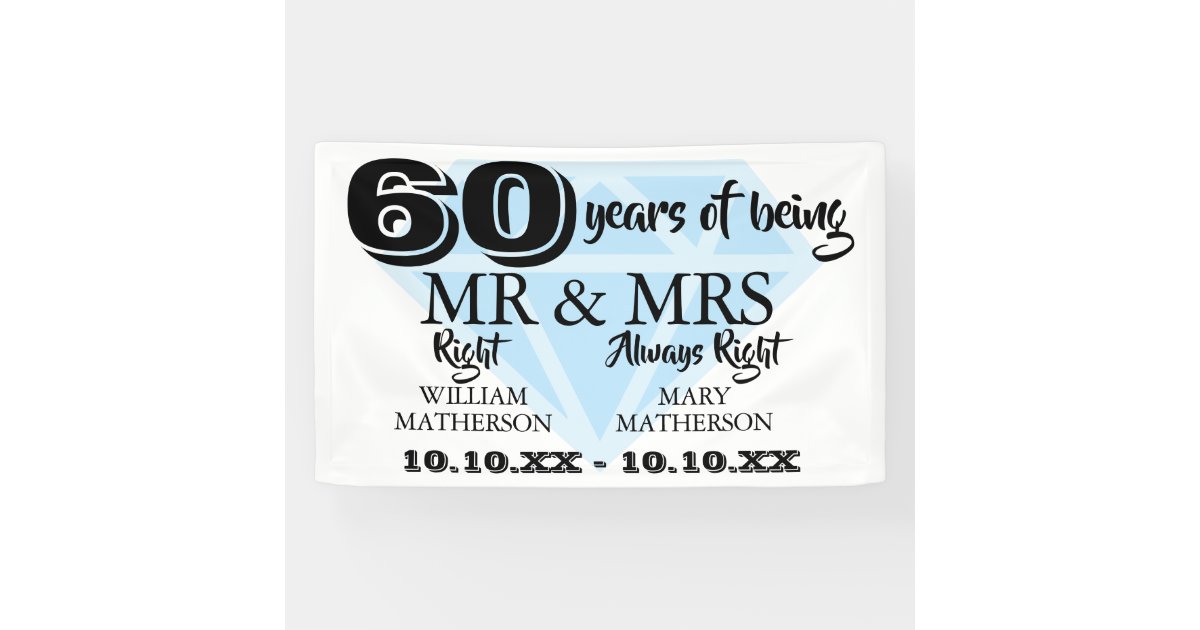 Personalized Diamond 60th Anniversary Banners  Anniversary banner, 60th  anniversary parties, Happy 60th anniversary