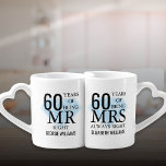 Mr Mrs Right Fun Diamond 60th Wedding Anniversary Coffee Mug Set<br><div class="desc">Customisze the names and dates to create a fun and unique gift to celebrate a 60th diamond wedding anniversary. Designed by Thisisnotme©</div>