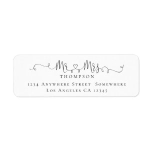 Mr Mrs Ring Heart Script Return Name Address Label