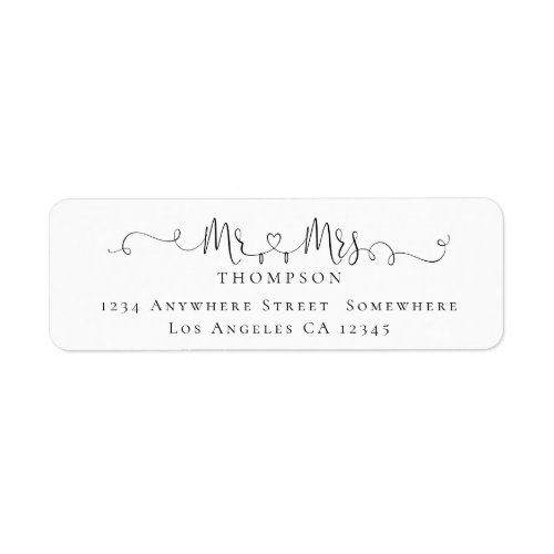 Mr Mrs Ring Heart Script Return Name Address Label