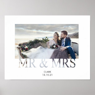 Mr & Mrs romantic love couple photo wedding Poster