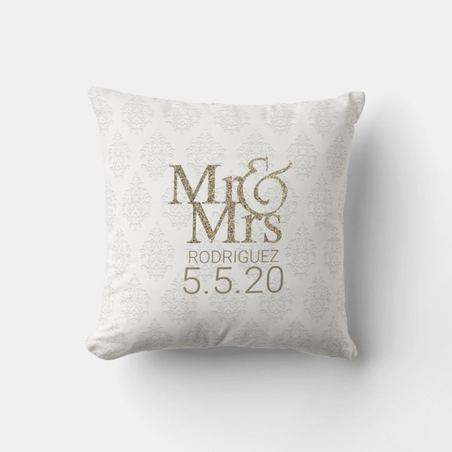 Mr. & Mrs. Royal Fairytale Throw Pillow (Front)