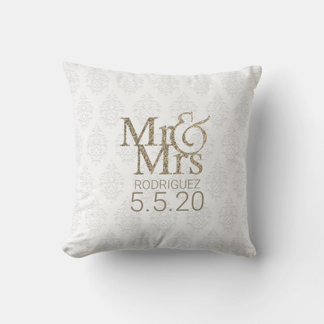 Mr. & Mrs. Royal Fairytale Throw Pillow (Front)