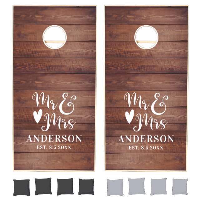 Mr Mrs Rustic Backyard Wedding Reception Cornhole Set (Set)