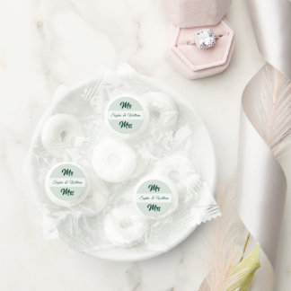 Mr & Mrs Sage Green Wedding Favor Sticker