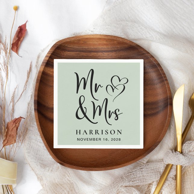 Mr Mrs Sage Wedding Reception Napkins (Creator Uploaded)