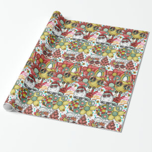 Mr&Mrs Santa Claus Groovy Christmas Wrapping Paper