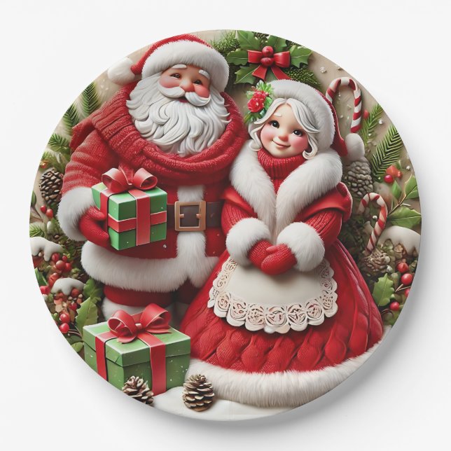 Mr. & Mrs. Santa Claus  Paper Plates (Front)
