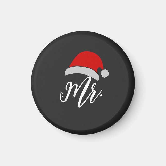  Mr & Mrs Santa Hat Design Magnet, Mr and Mrs Magnet (Front)