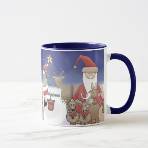 Mr  Mrs Santa with their Deer Mr  Mrs Santa  Mug