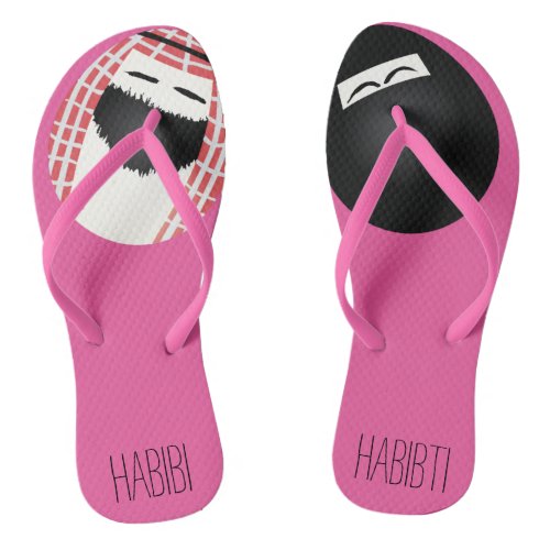 Mr  Mrs Saudi Egg Habibi and Habibti Pink Flip Flops