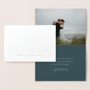 Mr. & Mrs. script foil Christmas photo card