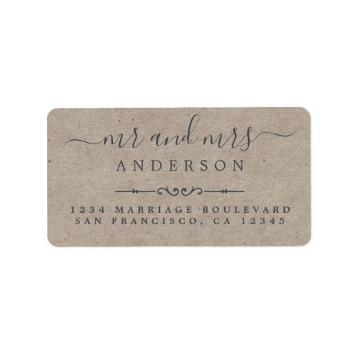 Mr Mrs Script Kraft Paper Wedding Return Address Label