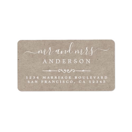 Mr Mrs Script Kraft Paper Wedding Return Address Label