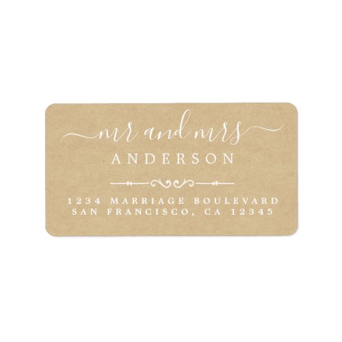 Mr Mrs Script Kraft Paper Wedding Return Address Label