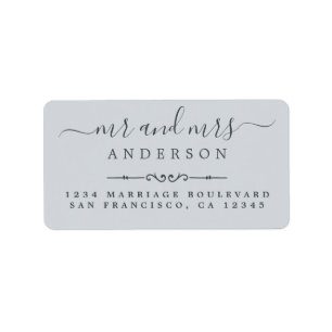 Mr Mrs Script Pastel Blue Wedding Return Address Label