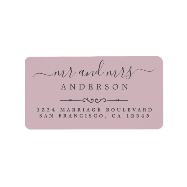 Mr Mrs Script Pastel Purple Wedding Return Address Label (Front)
