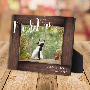 Mr. & Mrs. Script Rustic Wedding Photo Frame