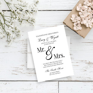Mr & Mrs Scripty Black & White Wedding Invitation
