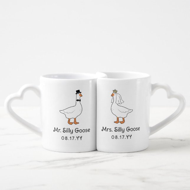 Mr & Mrs Silly Goose Coffee Mug Set (Front Nesting)
