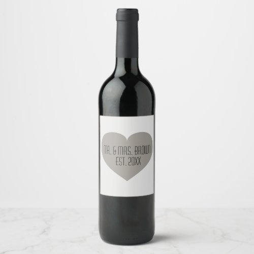 Mr  Mrs Silver Anniversary Heart Wine Label