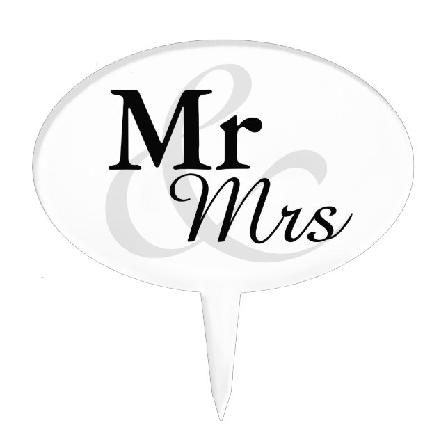 Mr&Mrs Simple Elegant Typography Wedding Cake Topper (Front)