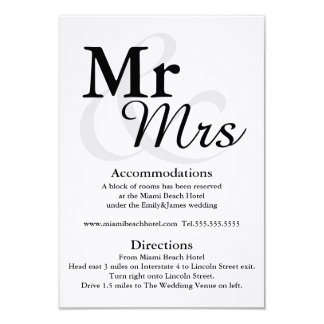 Mr&Mrs Simple Elegant Typography Wedding Details Card
