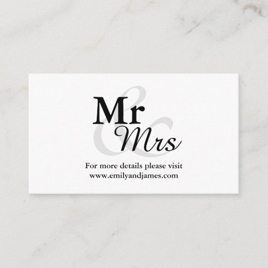 Mr&Mrs Simple Elegant Typography Wedding Details Enclosure Card ...