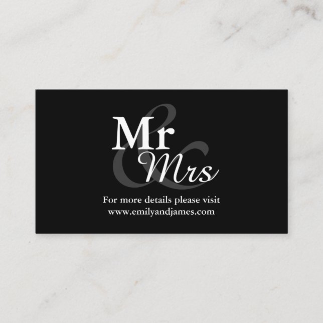 Mr&Mrs Simple Elegant Typography Wedding Details Enclosure Card (Front)
