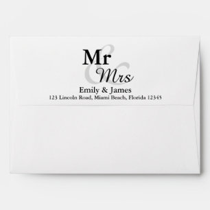Mr&Mrs Simple Elegant Typography Wedding Envelope