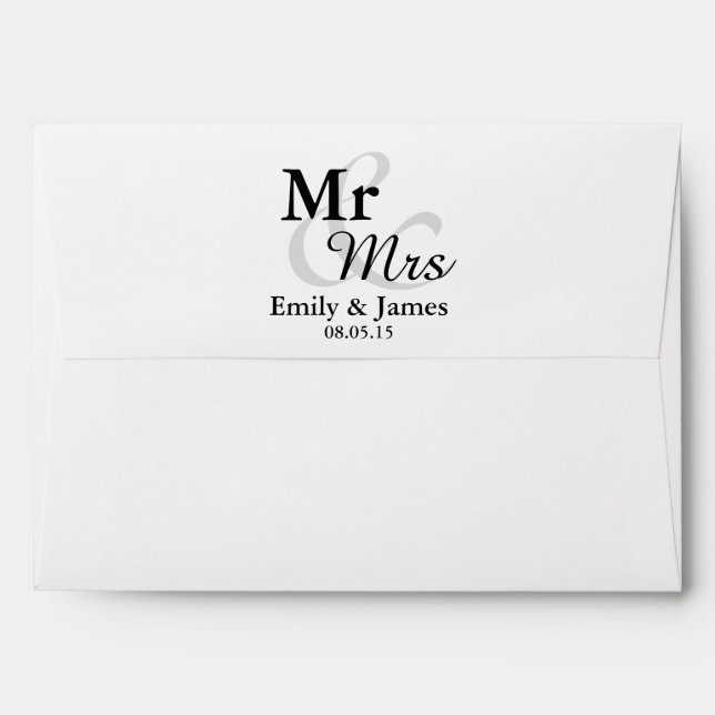 Mr&Mrs Simple Elegant Typography Wedding Envelope (Back (Top Flap))
