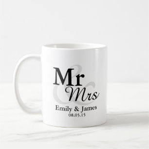Mr&Mrs Simple Elegant Typography Wedding Favor Coffee Mug